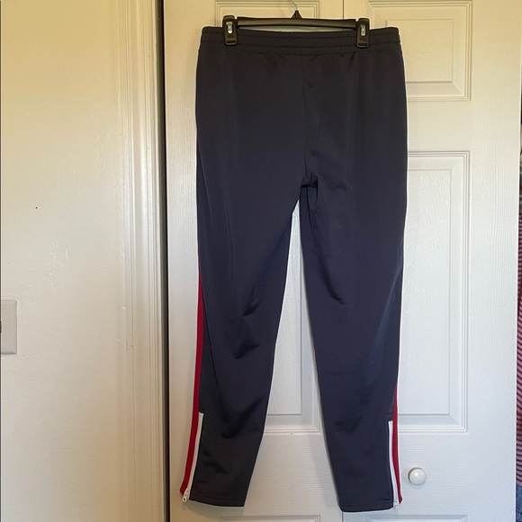 VTG Women’s M Champion track pants blue with red side stripe pockets zip ankles - Picture 10 of 13